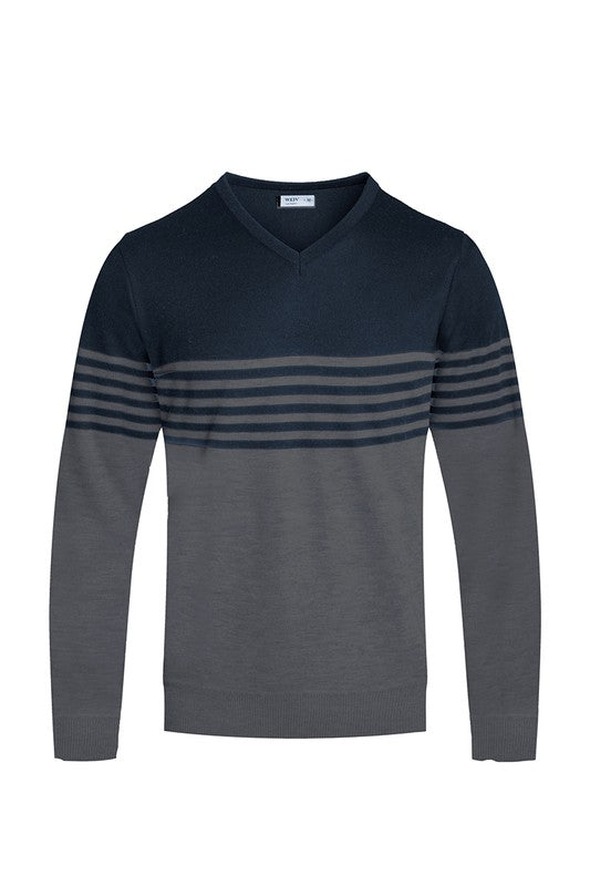 Men's Knit V Neck Pullover Sweater