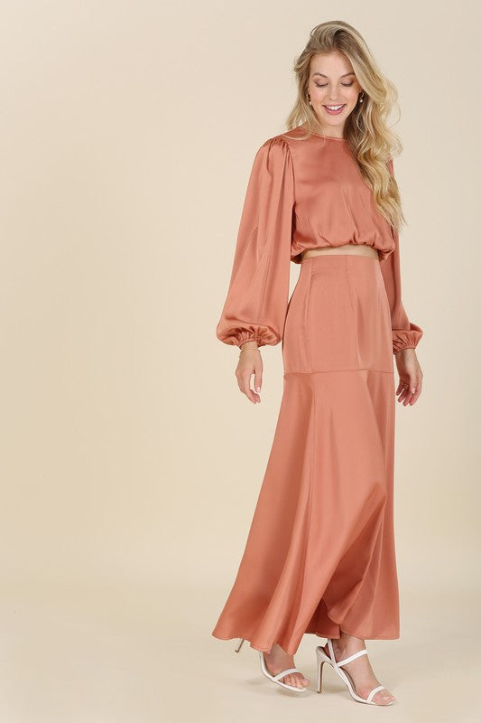 Meyers Satin Two-piece Dress Set