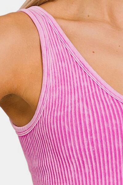 Pretty In Pink Ribbed Cropped Tank