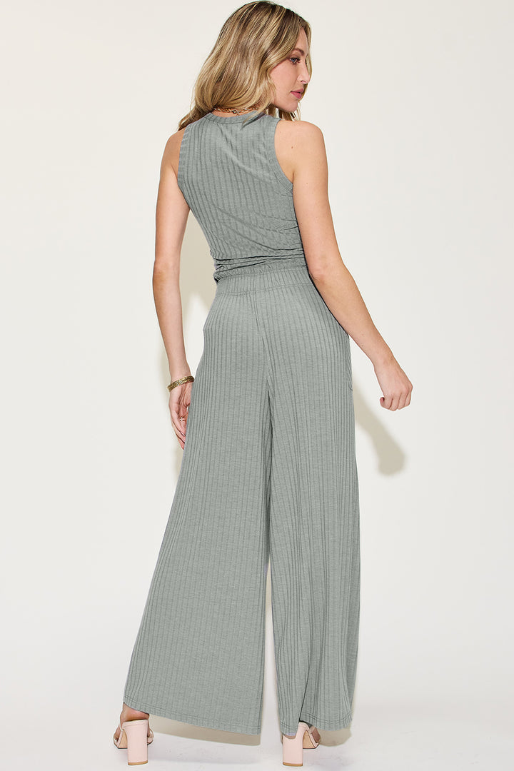 Bailey Bae Full Size Ribbed Tank and Wide Leg Pants Set